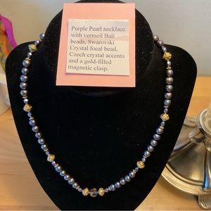 Gorgeous Pearl, Swarovski Crystal, and Vermeil Necklace